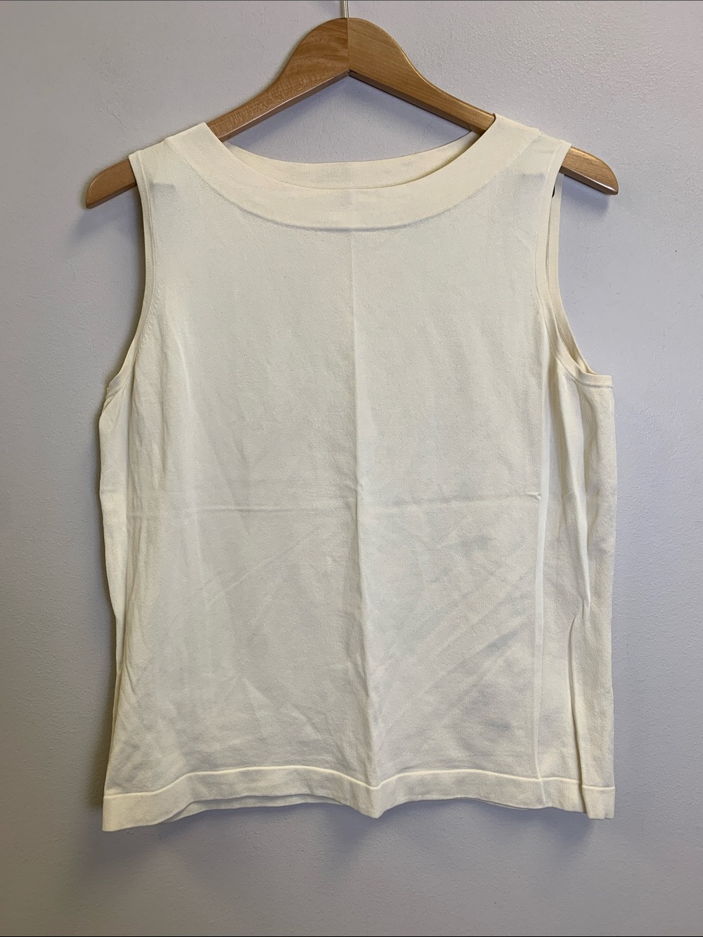 Kate Hill Cream Sleeveless Boatneck Tank